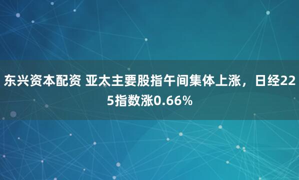 东兴资本配资 亚太主要股指午间集体上涨，日经225指数涨0.66%