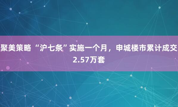 聚美策略 “沪七条”实施一个月,申城楼市累计成交2.57万套